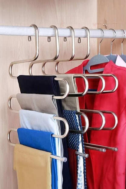 Metal 5 Katlı Pantolon & Şal Askısı Çoklu Askılık Dekoratif Akıllı Düzenleyici