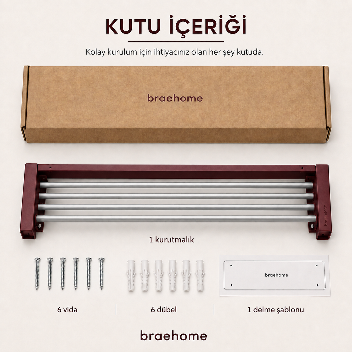 Braehome Katlanabilir Duvar Tipi Çamaşır Kurutmalığı