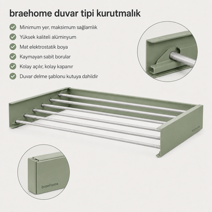 Braehome Katlanabilir Duvar Tipi Çamaşır Kurutmalığı